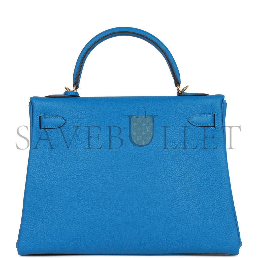 HERMES KELLY RETOURNE 32 MYKONOS CLEMENCE GOLD HARDWARE (32*23*10.5cm) HERMES KELLY RETOURNE 32 MYKONOS CLEMENCE GOLD HARDWARE (32*23*10.5cm)
