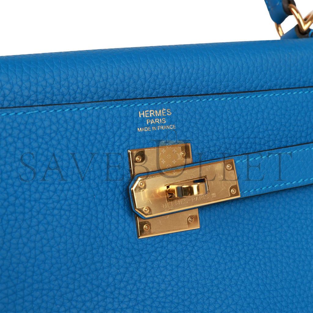 HERMES KELLY RETOURNE 32 MYKONOS CLEMENCE GOLD HARDWARE (32*23*10.5cm) HERMES KELLY RETOURNE 32 MYKONOS CLEMENCE GOLD HARDWARE (32*23*10.5cm)