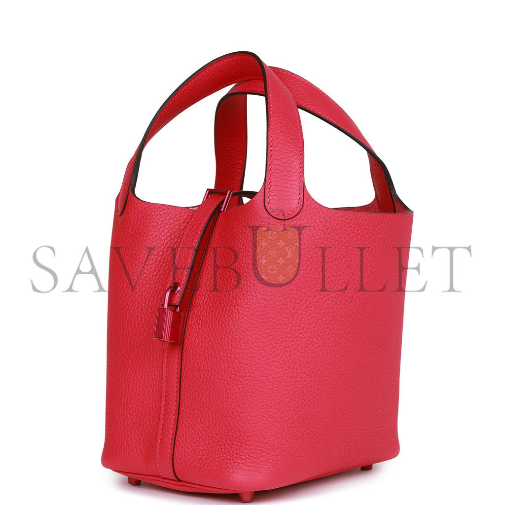 HERMES MONOCHROME PICOTIN 18 ROSE MEXICO CLEMENCE PINK HARDWARE (18*12*19cm) HERMES MONOCHROME PICOTIN 18 ROSE MEXICO CLEMENCE PINK HARDWARE (18*12*19cm)