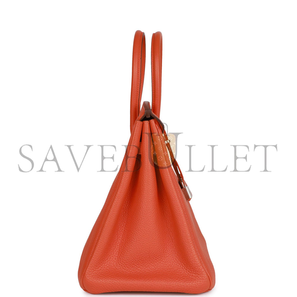 HERMES BIRKIN 35 ORANGE H CLEMENCE PALLADIUM HARDWARE (35cm) HERMES BIRKIN 35 ORANGE H CLEMENCE PALLADIUM HARDWARE (35cm)
