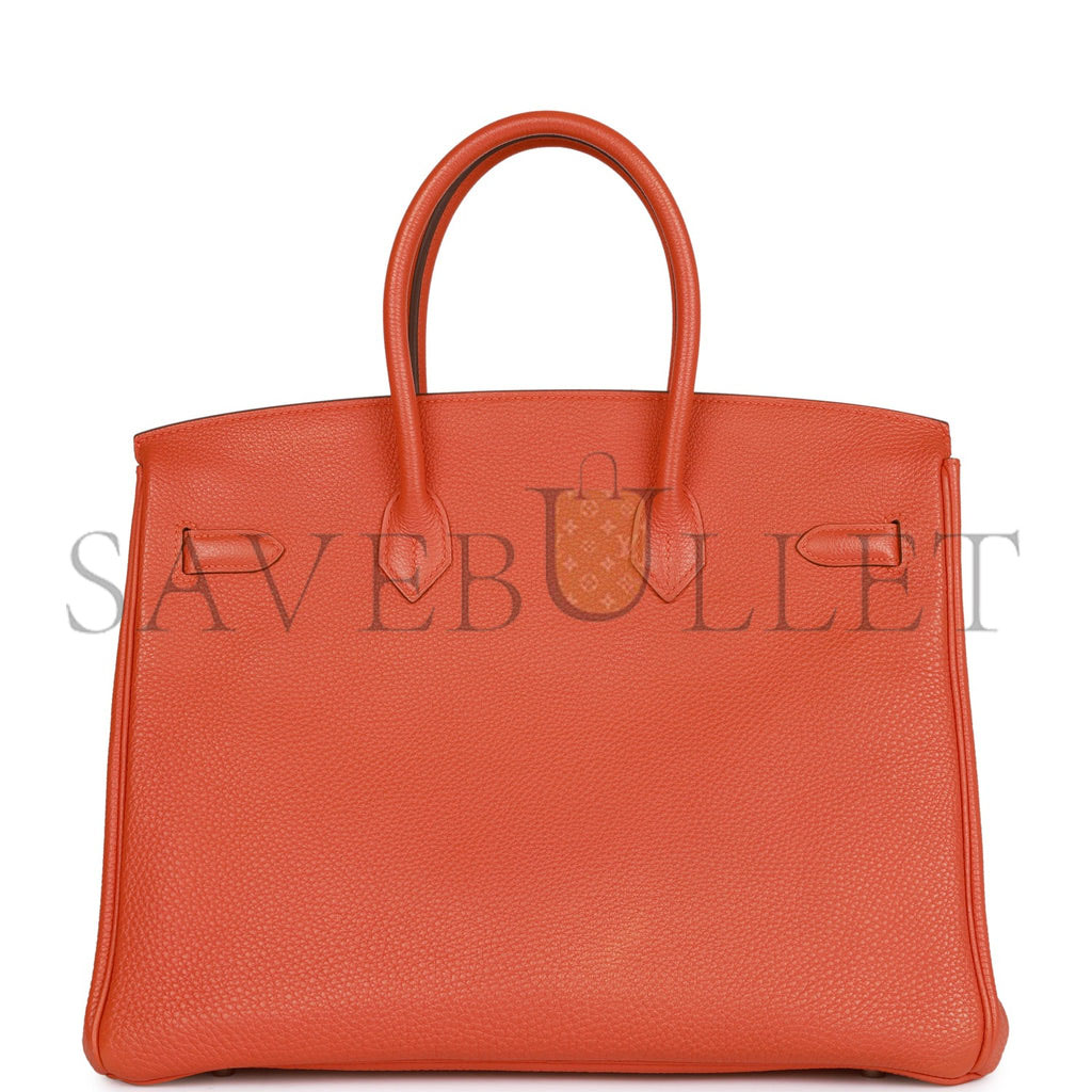 HERMES BIRKIN 35 ORANGE H CLEMENCE PALLADIUM HARDWARE (35cm) HERMES BIRKIN 35 ORANGE H CLEMENCE PALLADIUM HARDWARE (35cm)