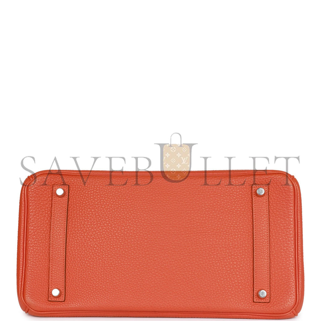 HERMES BIRKIN 35 ORANGE H CLEMENCE PALLADIUM HARDWARE (35cm) HERMES BIRKIN 35 ORANGE H CLEMENCE PALLADIUM HARDWARE (35cm)