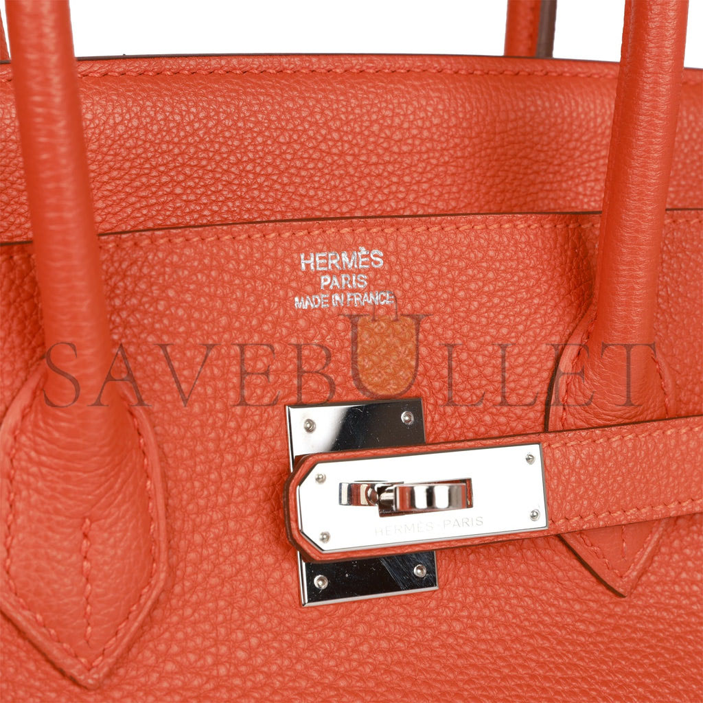 HERMES BIRKIN 35 ORANGE H CLEMENCE PALLADIUM HARDWARE (35cm) HERMES BIRKIN 35 ORANGE H CLEMENCE PALLADIUM HARDWARE (35cm)
