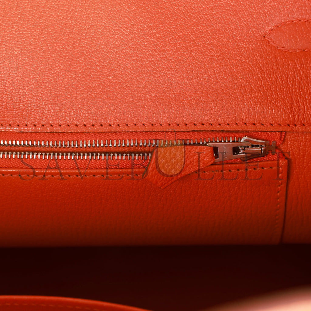 HERMES BIRKIN 35 ORANGE H CLEMENCE PALLADIUM HARDWARE (35cm) HERMES BIRKIN 35 ORANGE H CLEMENCE PALLADIUM HARDWARE (35cm)