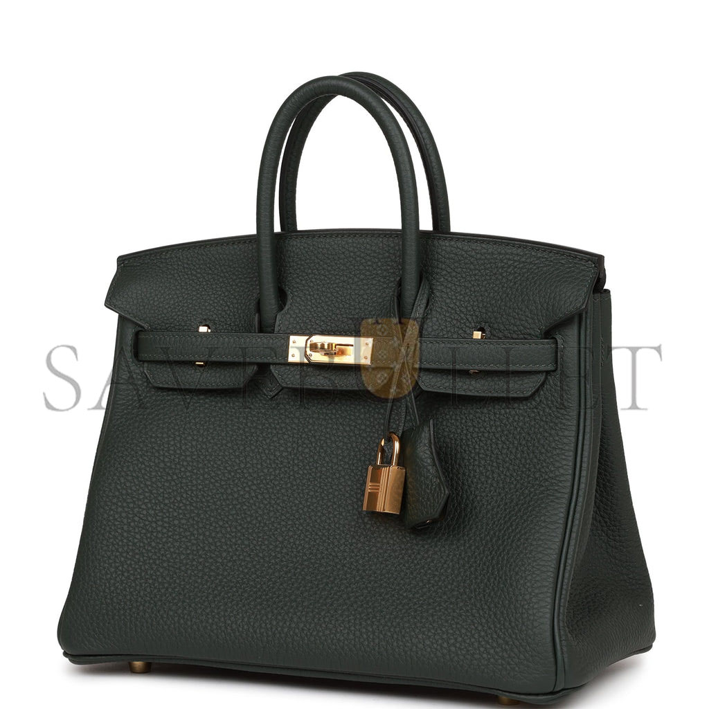 HERMES BIRKIN 25 VERT FONCE TOGO GOLD HARDWARE HANDMADE (25cm) HERMES BIRKIN 25 VERT FONCE TOGO GOLD HARDWARE HANDMADE (25cm)
