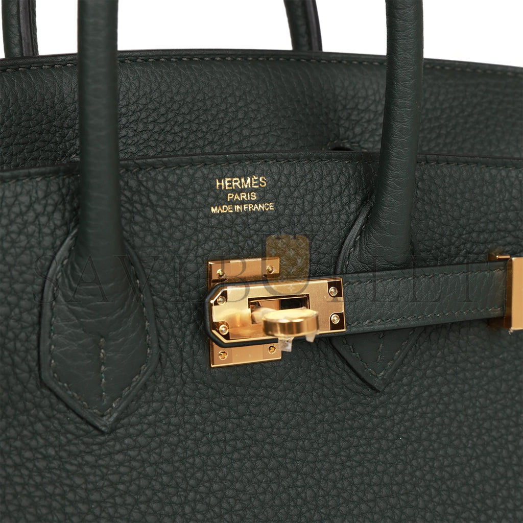 HERMES BIRKIN 25 VERT FONCE TOGO GOLD HARDWARE HANDMADE (25cm) HERMES BIRKIN 25 VERT FONCE TOGO GOLD HARDWARE HANDMADE (25cm)