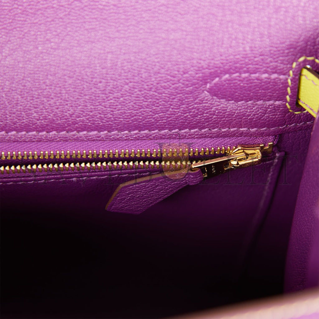 HERMES SPECIAL ORDER (HSS) KELLY SELLIER 25 ANEMONE AND LIME CHEVRE BRUSHED GOLD HARDWARE HANDMADE (25*17*7) HERMES SPECIAL ORDER (HSS) KELLY SELLIER 25 ANEMONE AND LIME CHEVRE BRUSHED GOLD HARDWARE HANDMADE (25*17*7)