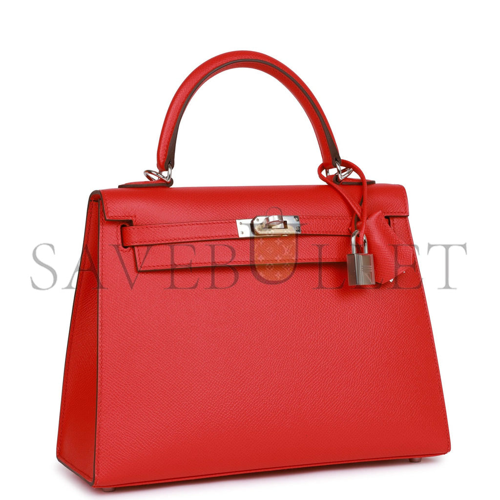 HERMES KELLY SELLIER 25 ROUGE DE COEUR VERSO EPSOM PALLADIUM HARDWARE (25*17*7cm HERMES KELLY SELLIER 25 ROUGE DE COEUR VERSO EPSOM PALLADIUM HARDWARE (25*17*7cm