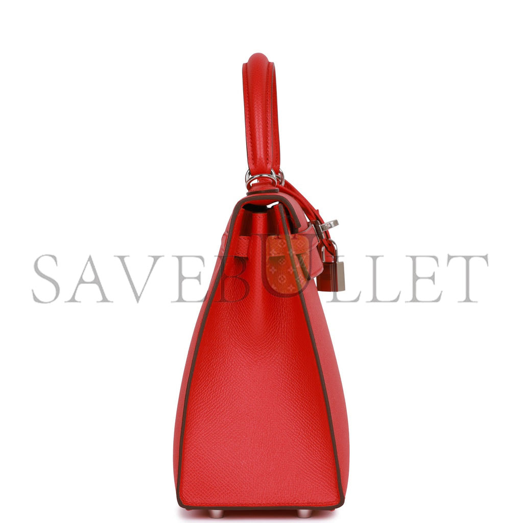 HERMES KELLY SELLIER 25 ROUGE DE COEUR VERSO EPSOM PALLADIUM HARDWARE (25*17*7cm HERMES KELLY SELLIER 25 ROUGE DE COEUR VERSO EPSOM PALLADIUM HARDWARE (25*17*7cm