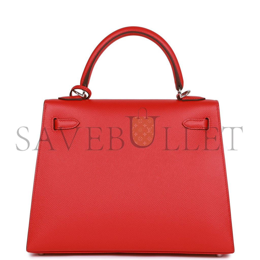 HERMES KELLY SELLIER 25 ROUGE DE COEUR VERSO EPSOM PALLADIUM HARDWARE (25*17*7cm HERMES KELLY SELLIER 25 ROUGE DE COEUR VERSO EPSOM PALLADIUM HARDWARE (25*17*7cm