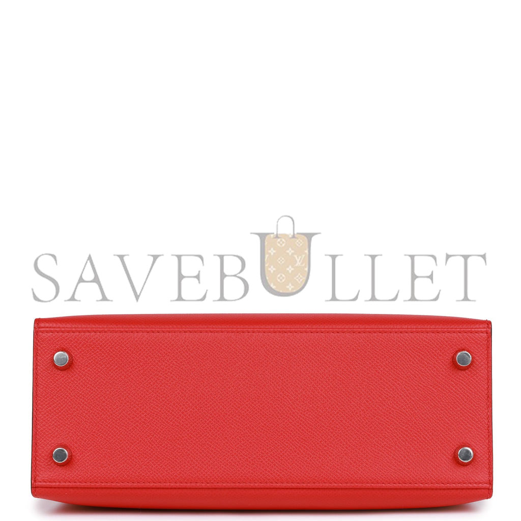 HERMES KELLY SELLIER 25 ROUGE DE COEUR VERSO EPSOM PALLADIUM HARDWARE (25*17*7cm HERMES KELLY SELLIER 25 ROUGE DE COEUR VERSO EPSOM PALLADIUM HARDWARE (25*17*7cm