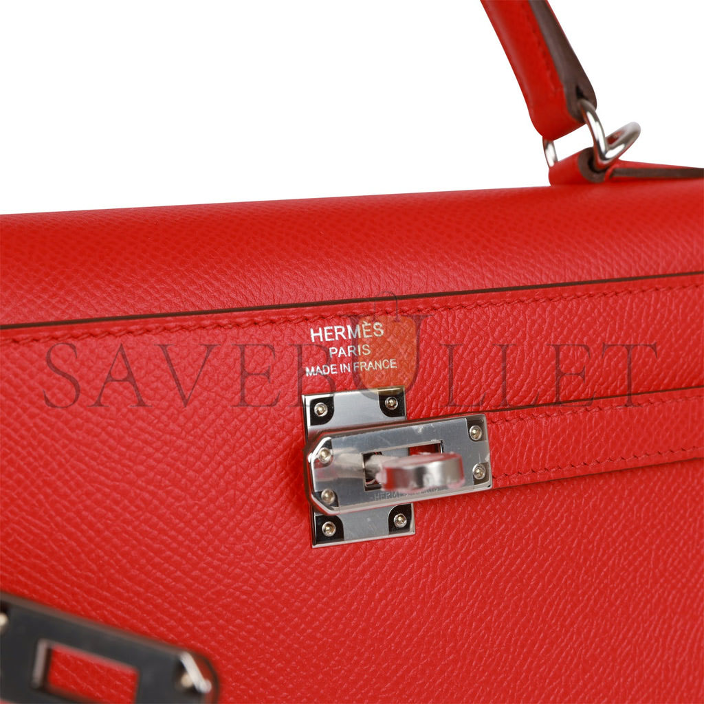 HERMES KELLY SELLIER 25 ROUGE DE COEUR VERSO EPSOM PALLADIUM HARDWARE (25*17*7cm HERMES KELLY SELLIER 25 ROUGE DE COEUR VERSO EPSOM PALLADIUM HARDWARE (25*17*7cm