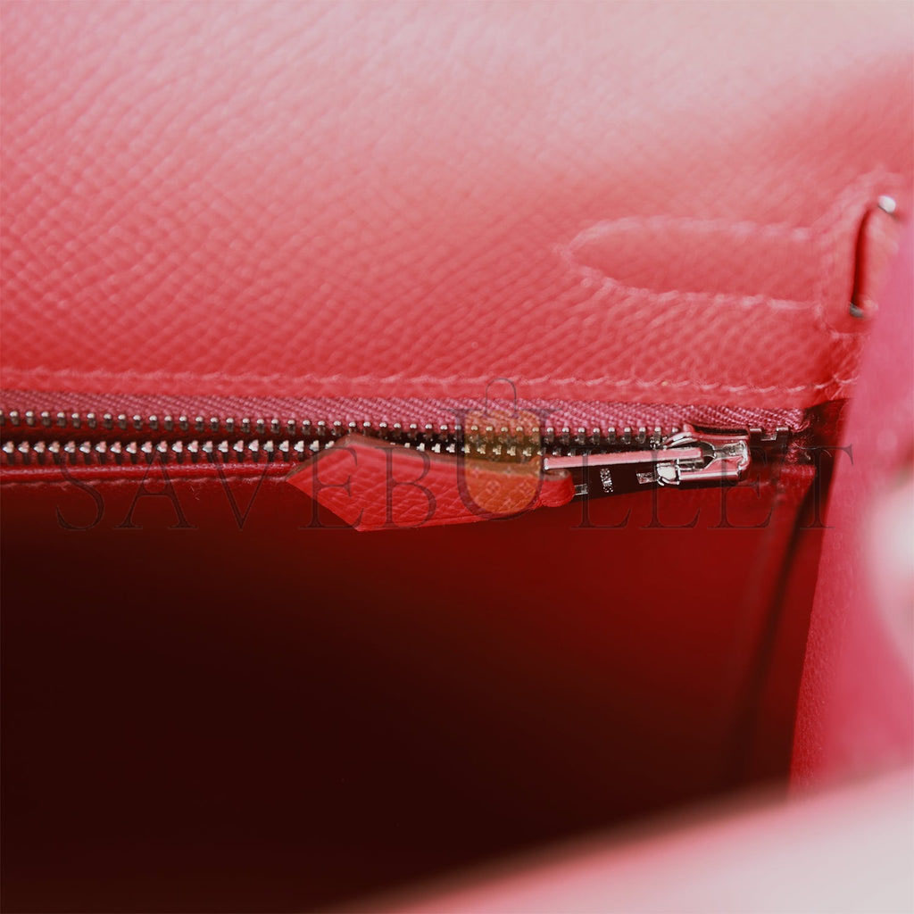 HERMES KELLY SELLIER 25 ROUGE DE COEUR VERSO EPSOM PALLADIUM HARDWARE (25*17*7cm HERMES KELLY SELLIER 25 ROUGE DE COEUR VERSO EPSOM PALLADIUM HARDWARE (25*17*7cm