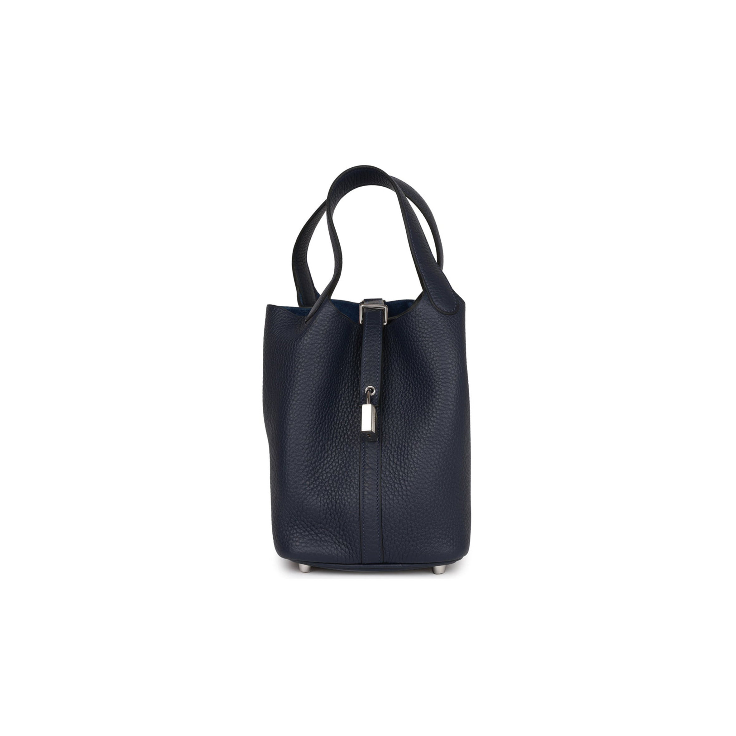 HERMES PICOTIN LOCK 18 BLEU NUIT CLEMENCE PALLADIUM HARDWARE (18*13*18cm) HERMES PICOTIN LOCK 18 BLEU NUIT CLEMENCE PALLADIUM HARDWARE (18*13*18cm)