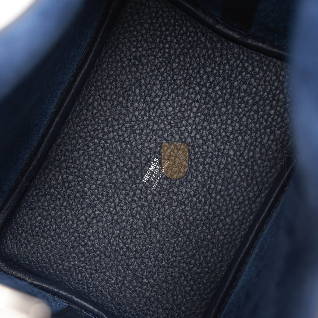 HERMES PICOTIN LOCK 18 BLEU NUIT CLEMENCE PALLADIUM HARDWARE (18*13*18cm) HERMES PICOTIN LOCK 18 BLEU NUIT CLEMENCE PALLADIUM HARDWARE (18*13*18cm)