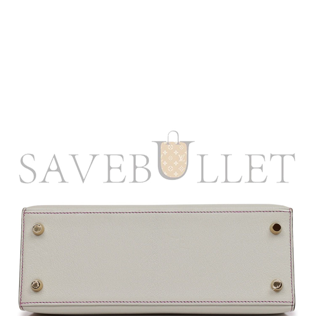 HERMES SPECIAL ORDER (HSS) KELLY SELLIER 25 GRIS PERLE AND ANEMONE CHEVRE BRUSHED GOLD HARDWARE HANDMADE(25*17*7cm) HERMES SPECIAL ORDER (HSS) KELLY SELLIER 25 GRIS PERLE AND ANEMONE CHEVRE BRUSHED GOLD HARDWARE HANDMADE(25*17*7cm)