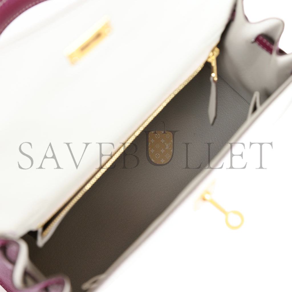 HERMES SPECIAL ORDER (HSS) KELLY SELLIER 25 GRIS PERLE AND ANEMONE CHEVRE BRUSHED GOLD HARDWARE HANDMADE(25*17*7cm) HERMES SPECIAL ORDER (HSS) KELLY SELLIER 25 GRIS PERLE AND ANEMONE CHEVRE BRUSHED GOLD HARDWARE HANDMADE(25*17*7cm)
