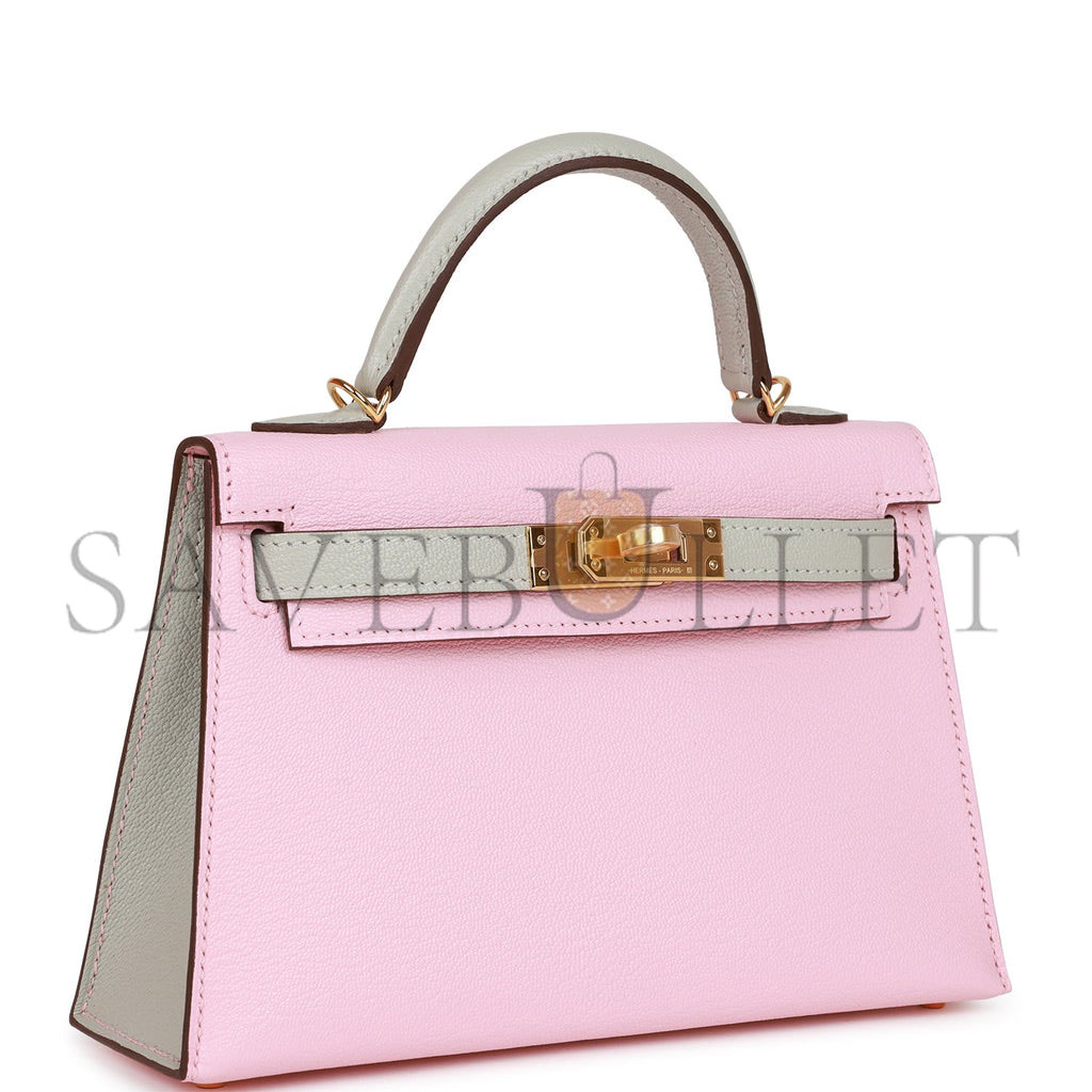 HERMES SPECIAL ORDER (HSS) KELLY SELLIER 20 ROSE SAKURA AND GRIS PERLE CHEVRE GOLD HARDWARE (19*12*5.5cm) HERMES SPECIAL ORDER (HSS) KELLY SELLIER 20 ROSE SAKURA AND GRIS PERLE CHEVRE GOLD HARDWARE (19*12*5.5cm)
