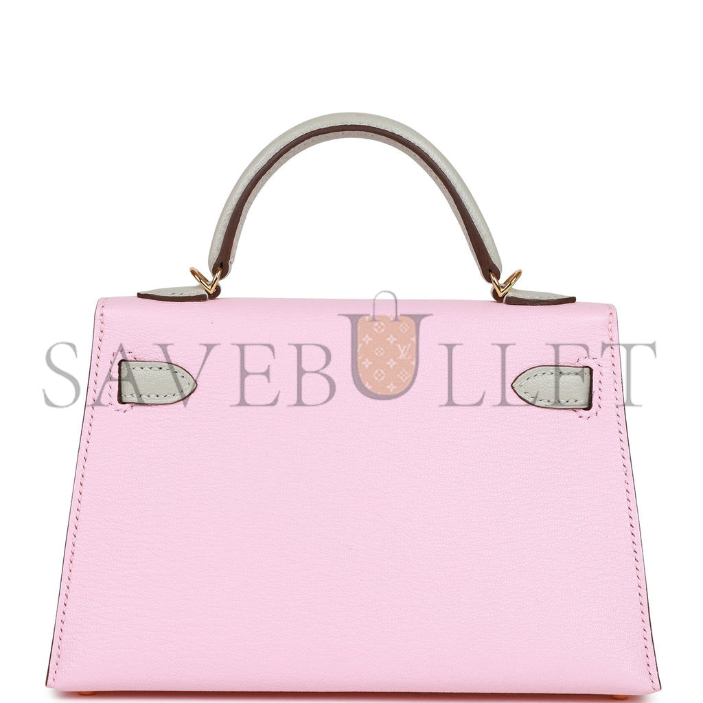 HERMES SPECIAL ORDER (HSS) KELLY SELLIER 20 ROSE SAKURA AND GRIS PERLE CHEVRE GOLD HARDWARE (19*12*5.5cm) HERMES SPECIAL ORDER (HSS) KELLY SELLIER 20 ROSE SAKURA AND GRIS PERLE CHEVRE GOLD HARDWARE (19*12*5.5cm)