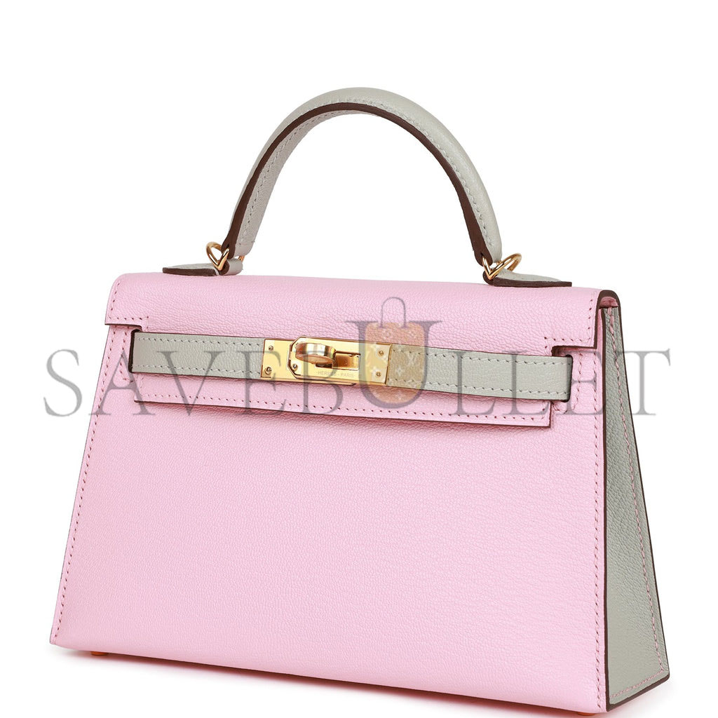 HERMES SPECIAL ORDER (HSS) KELLY SELLIER 20 ROSE SAKURA AND GRIS PERLE CHEVRE GOLD HARDWARE (19*12*5.5cm) HERMES SPECIAL ORDER (HSS) KELLY SELLIER 20 ROSE SAKURA AND GRIS PERLE CHEVRE GOLD HARDWARE (19*12*5.5cm)