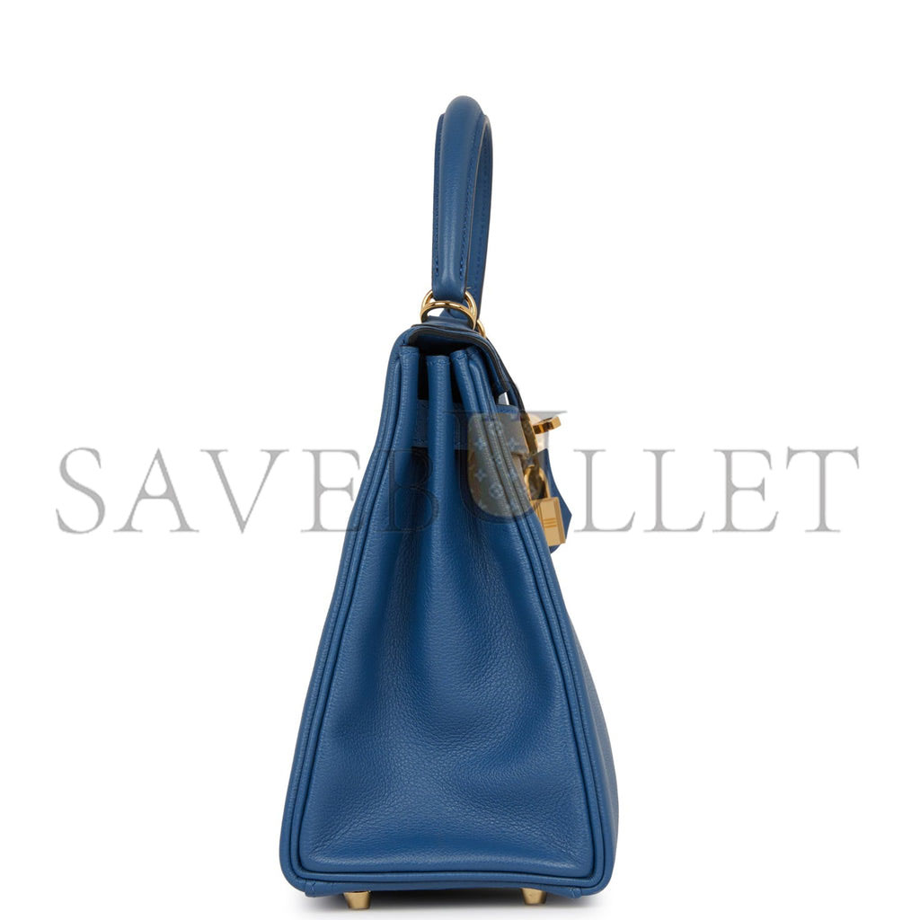 HERMES KELLY RETOURNE 28 BLEU AGATE EVERCOLOR GOLD HARDWARE (28*22*10cm) HERMES KELLY RETOURNE 28 BLEU AGATE EVERCOLOR GOLD HARDWARE (28*22*10cm)