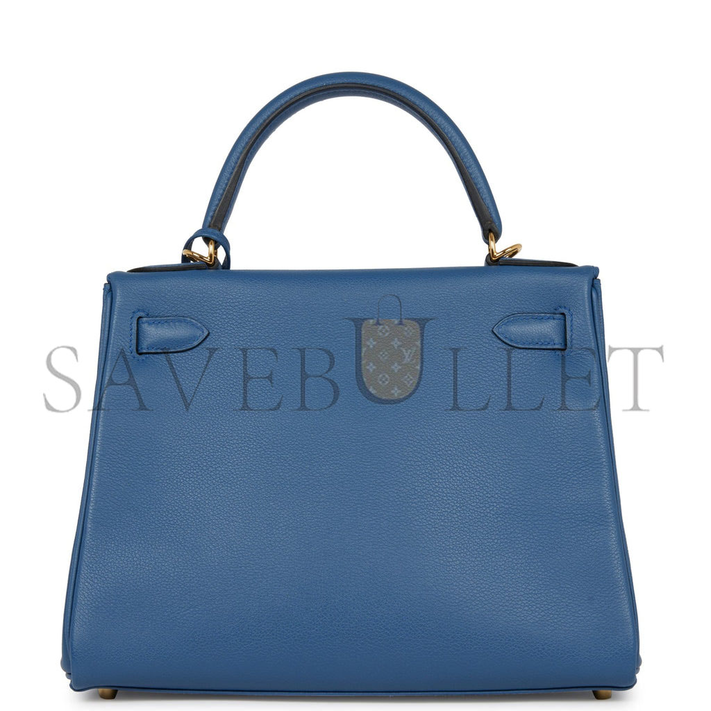 HERMES KELLY RETOURNE 28 BLEU AGATE EVERCOLOR GOLD HARDWARE (28*22*10cm) HERMES KELLY RETOURNE 28 BLEU AGATE EVERCOLOR GOLD HARDWARE (28*22*10cm)