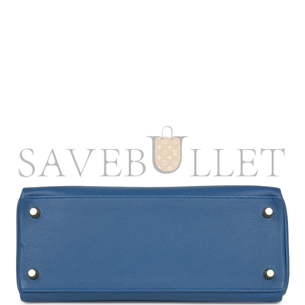 HERMES KELLY RETOURNE 28 BLEU AGATE EVERCOLOR GOLD HARDWARE (28*22*10cm) HERMES KELLY RETOURNE 28 BLEU AGATE EVERCOLOR GOLD HARDWARE (28*22*10cm)