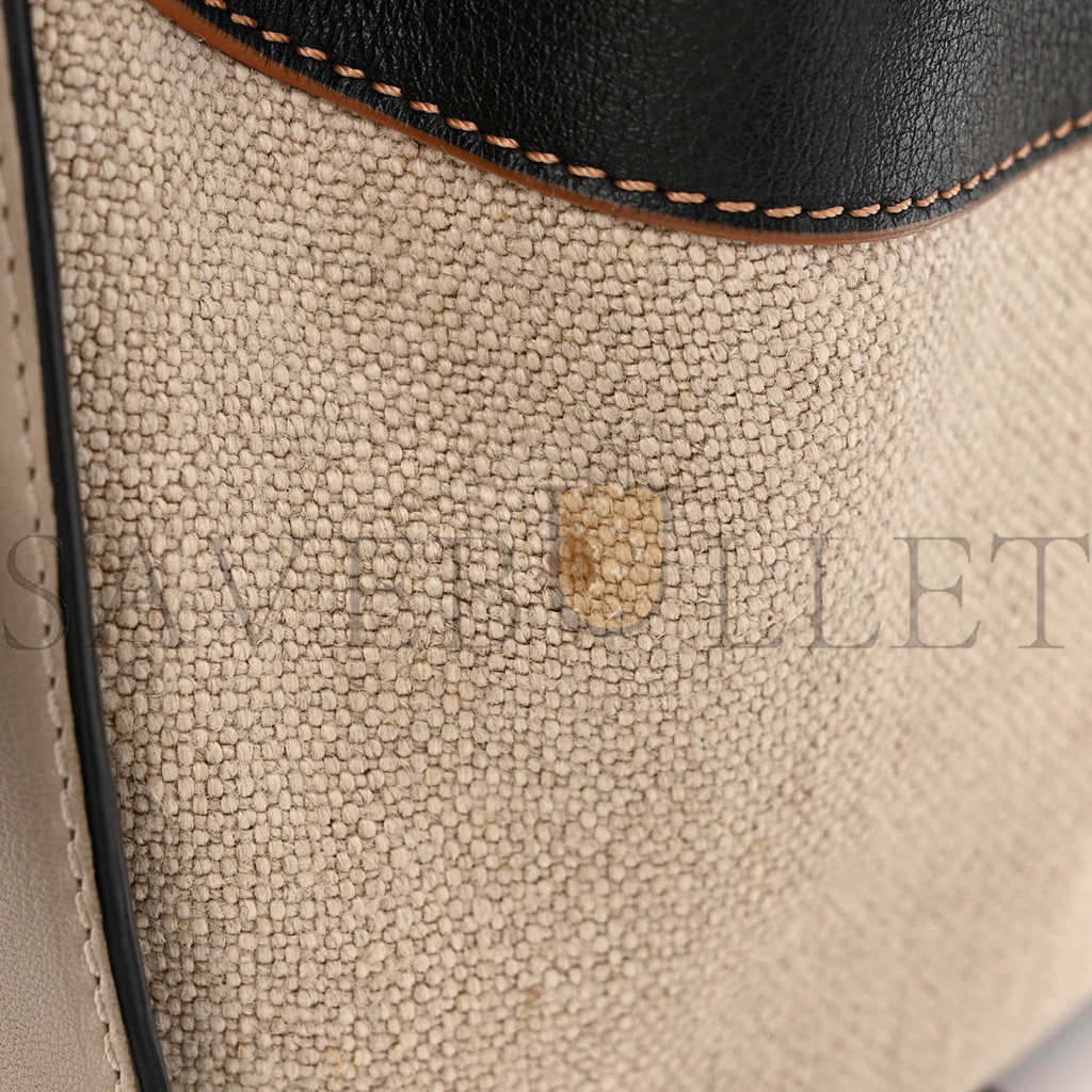 LOEWE CALFSKIN CANVAS MINI HAMMOCK SHOULDER BAG MINK BLACK (20*16*10cm) LOEWE CALFSKIN CANVAS MINI HAMMOCK SHOULDER BAG MINK BLACK (20*16*10cm)