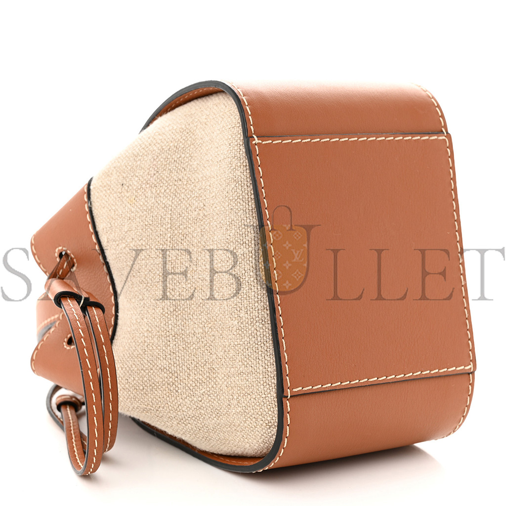 LOEWE CALFSKIN CANVAS MINI HAMMOCK SHOULDER BAG NATURAL TAN (18*17*10cm) LOEWE CALFSKIN CANVAS MINI HAMMOCK SHOULDER BAG NATURAL TAN (18*17*10cm)