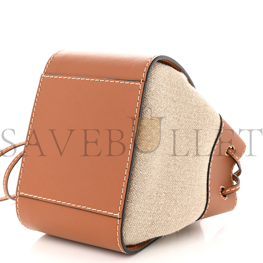 LOEWE CALFSKIN CANVAS MINI HAMMOCK SHOULDER BAG NATURAL TAN (18*17*10cm) LOEWE CALFSKIN CANVAS MINI HAMMOCK SHOULDER BAG NATURAL TAN (18*17*10cm)