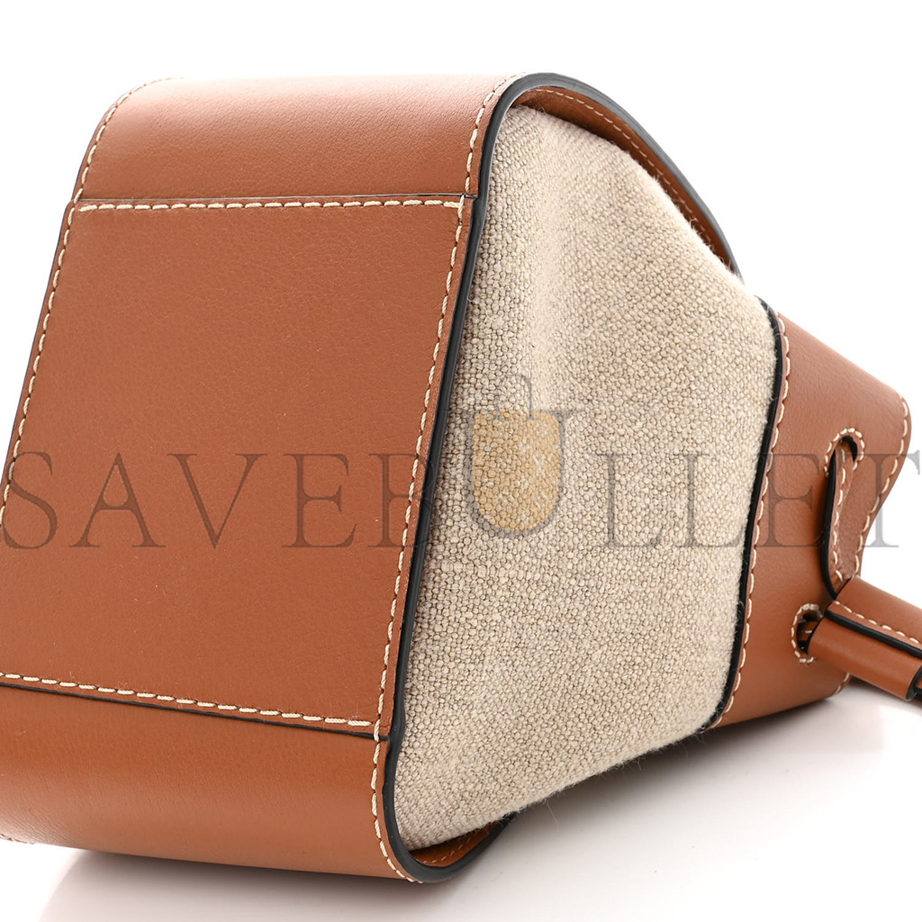 LOEWE CALFSKIN CANVAS MINI HAMMOCK SHOULDER BAG NATURAL TAN (19*17*10cm) LOEWE CALFSKIN CANVAS MINI HAMMOCK SHOULDER BAG NATURAL TAN (19*17*10cm)