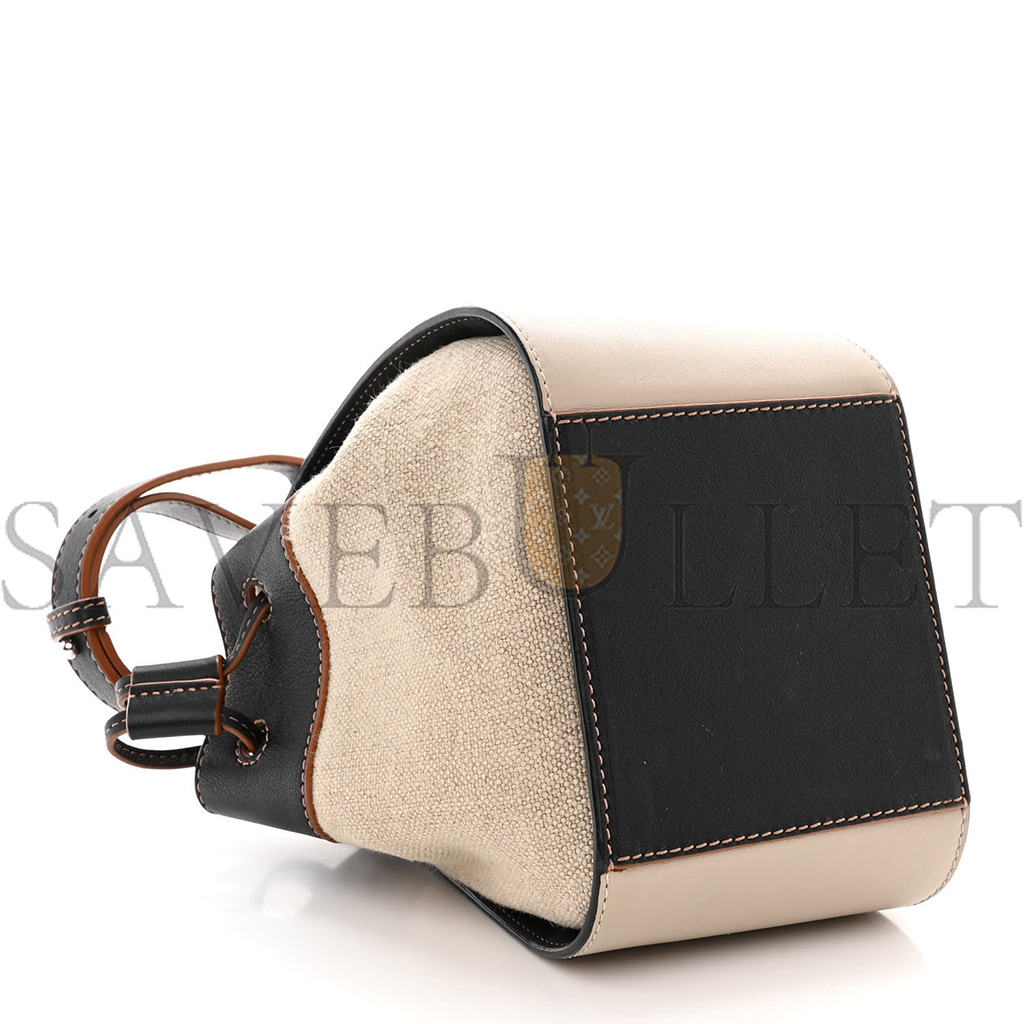LOEWE CALFSKIN CANVAS MINI HAMMOCK SHOULDER BAG MINK BLACK (20*16*10cm) LOEWE CALFSKIN CANVAS MINI HAMMOCK SHOULDER BAG MINK BLACK (20*16*10cm)