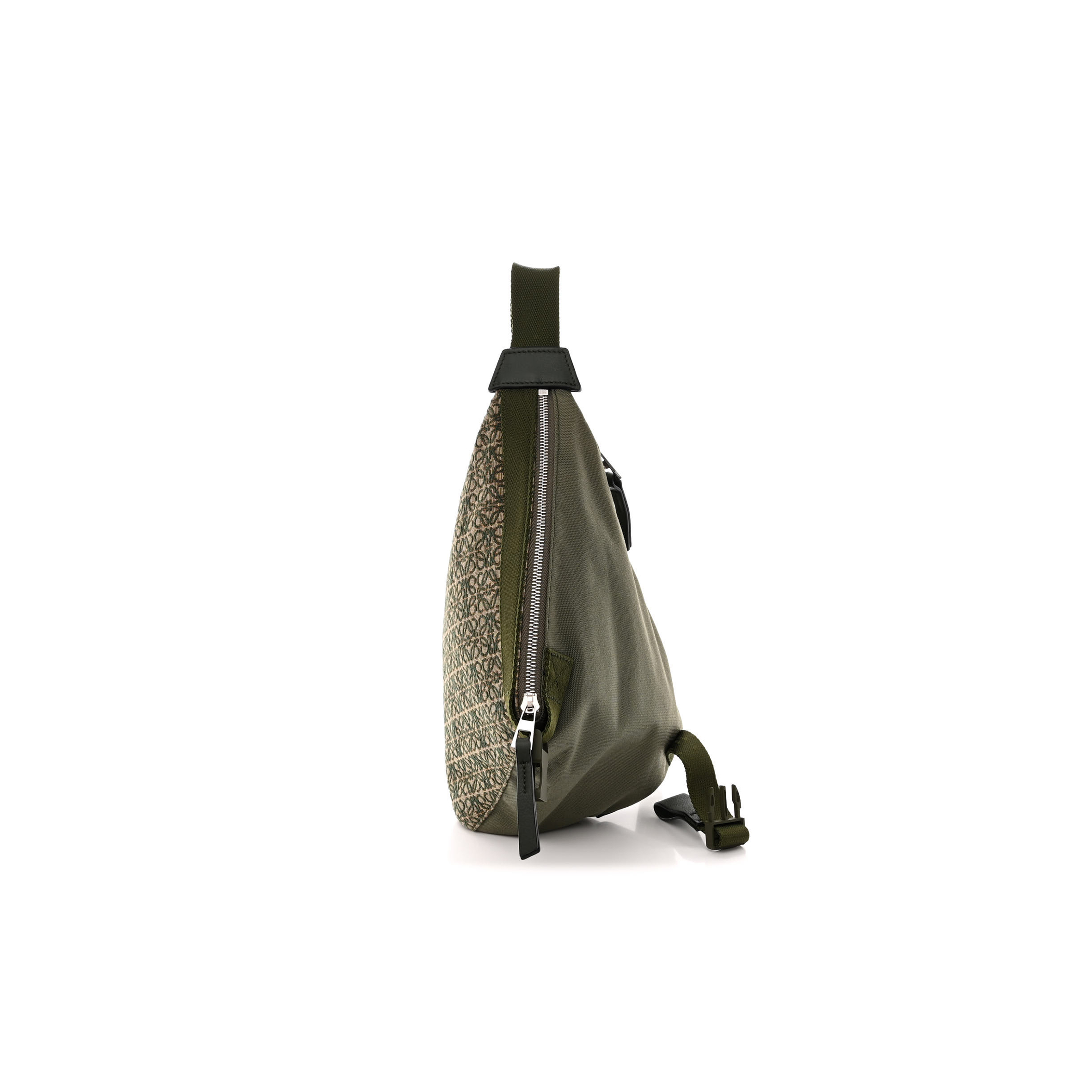 LOEWE JACQUARD ANAGRAM CALFSKIN ANTON SLING AVOCADO GREEN (34*20*10cm) LOEWE JACQUARD ANAGRAM CALFSKIN ANTON SLING AVOCADO GREEN (34*20*10cm)