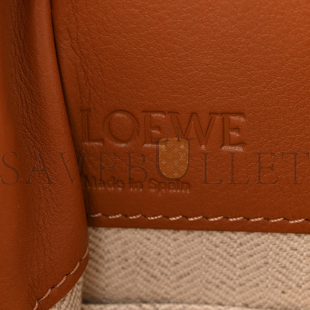 LOEWE CALFSKIN CANVAS MINI HAMMOCK SHOULDER BAG NATURAL TAN (18*17*10cm) LOEWE CALFSKIN CANVAS MINI HAMMOCK SHOULDER BAG NATURAL TAN (18*17*10cm)