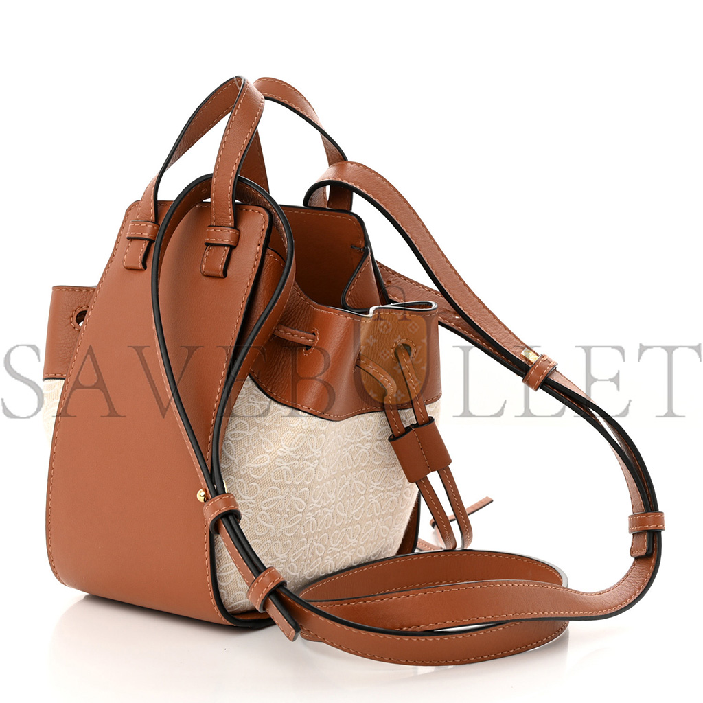 LOEWE CALFSKIN CANVAS MINI HAMMOCK SHOULDER BAG NATURAL TAN (19*17*10cm) LOEWE CALFSKIN CANVAS MINI HAMMOCK SHOULDER BAG NATURAL TAN (19*17*10cm)