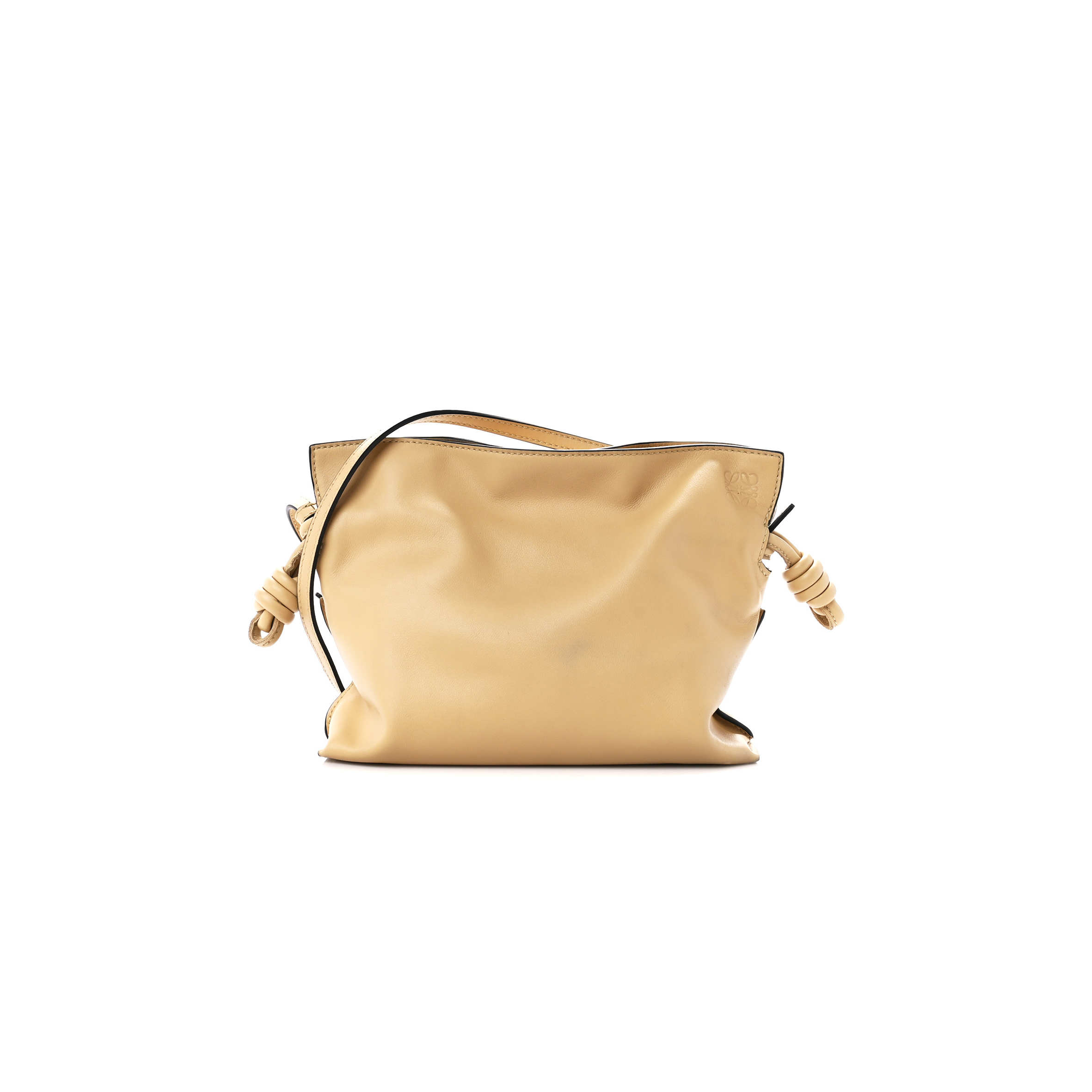 LOEWE CALFSKIN MINI FLAMENCO KNOT CLUTCH DARK BUTTER (23*18*7cm) LOEWE CALFSKIN MINI FLAMENCO KNOT CLUTCH DARK BUTTER (23*18*7cm)