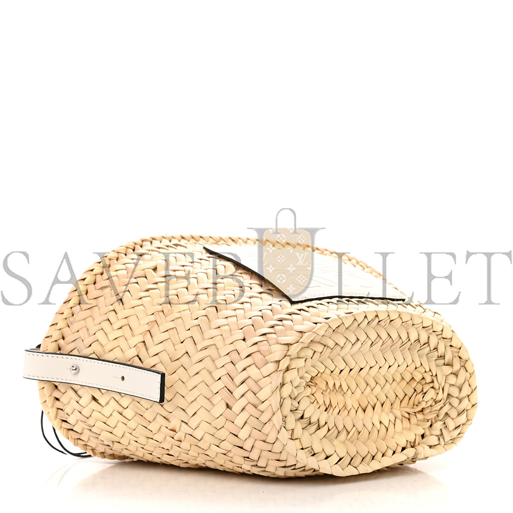 LOEWE LEAF PALM CALFSKIN DRAWSTRING BUCKET BAG NATURAL WHITE (28*19*10cm) LOEWE LEAF PALM CALFSKIN DRAWSTRING BUCKET BAG NATURAL WHITE (28*19*10cm)