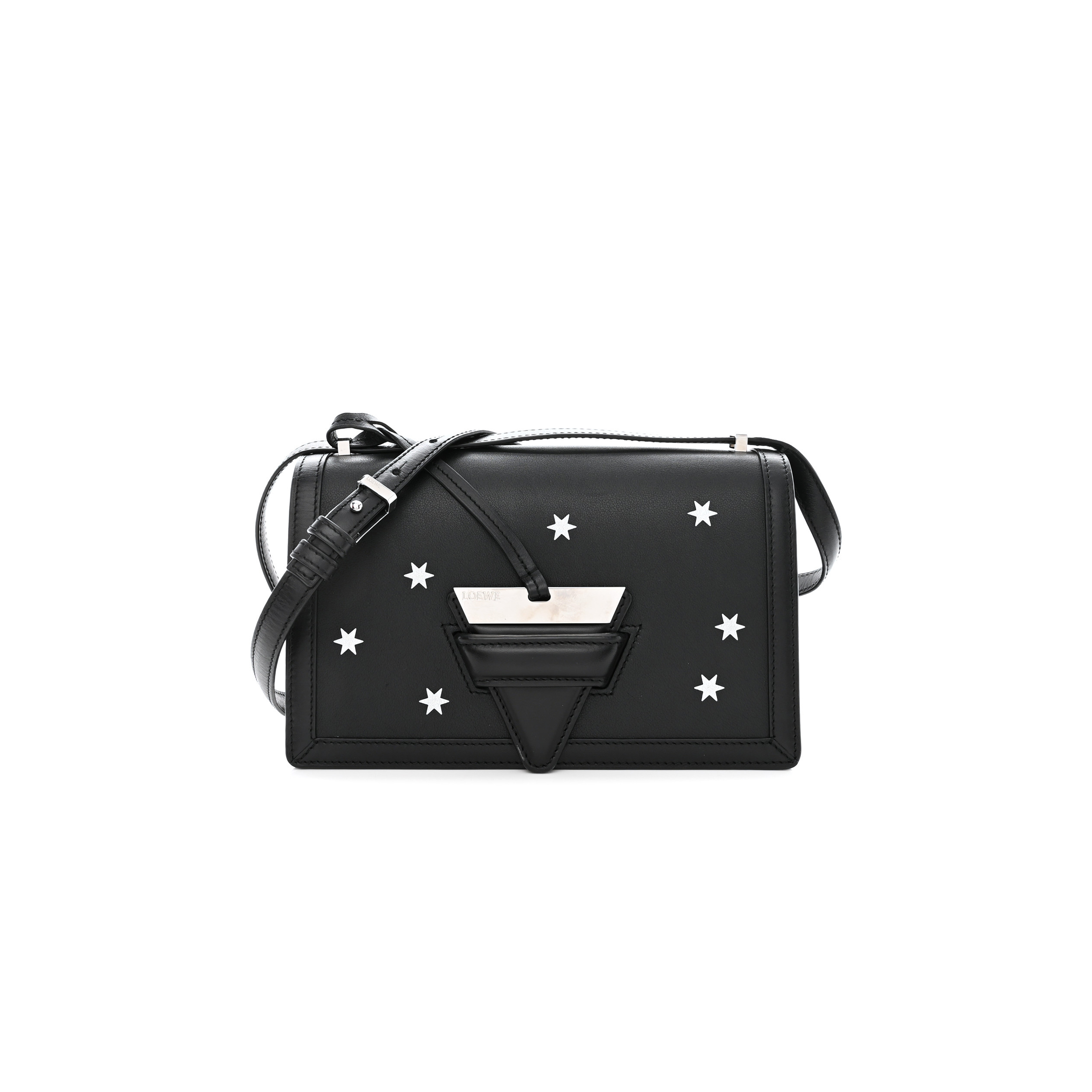 LOEWE CALFSKIN STARS MEDIUM BARCELONA SHOULDER BAG BLACK (23*15*10cm) LOEWE CALFSKIN STARS MEDIUM BARCELONA SHOULDER BAG BLACK (23*15*10cm)