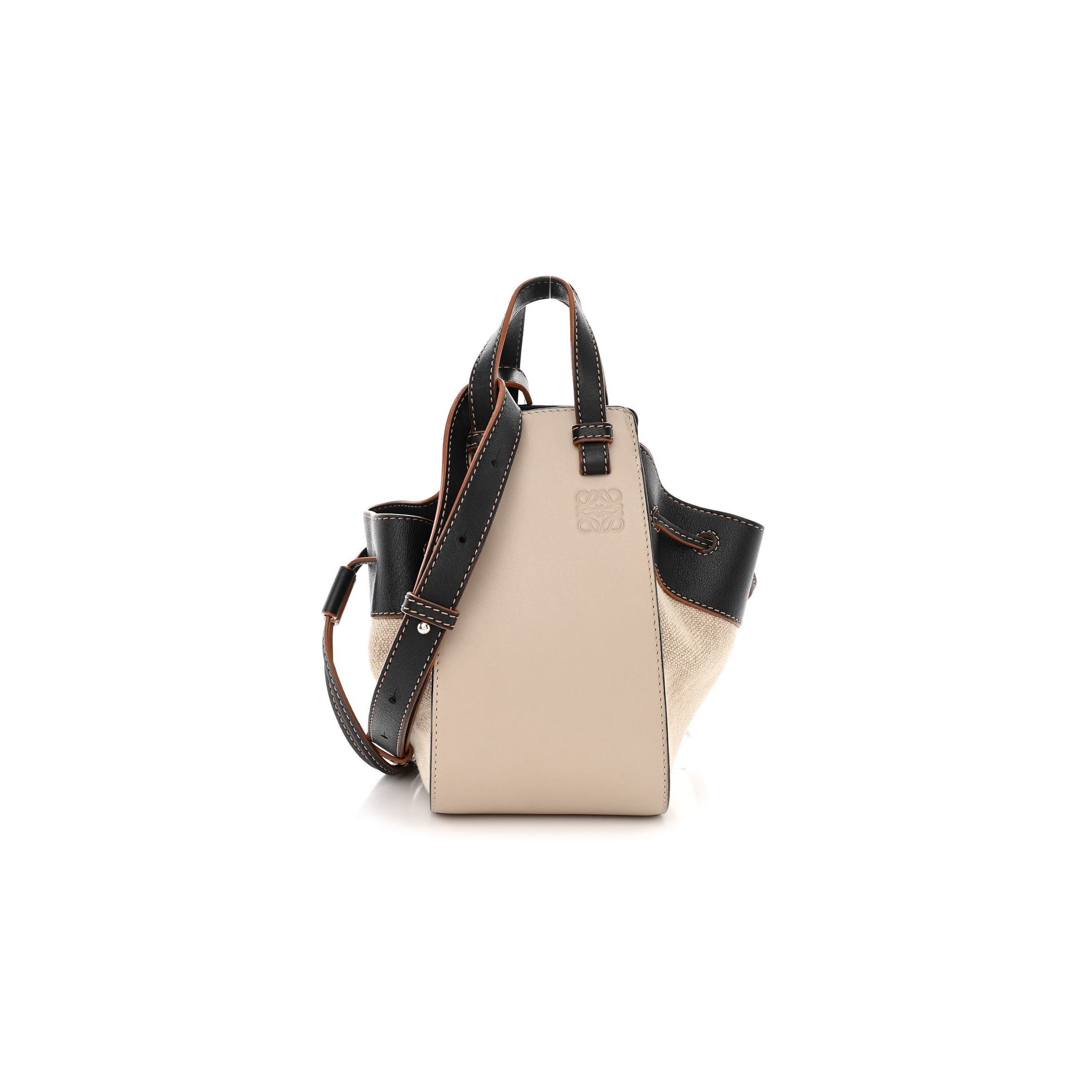 LOEWE CALFSKIN CANVAS MINI HAMMOCK SHOULDER BAG MINK BLACK (20*16*10cm) LOEWE CALFSKIN CANVAS MINI HAMMOCK SHOULDER BAG MINK BLACK (20*16*10cm)