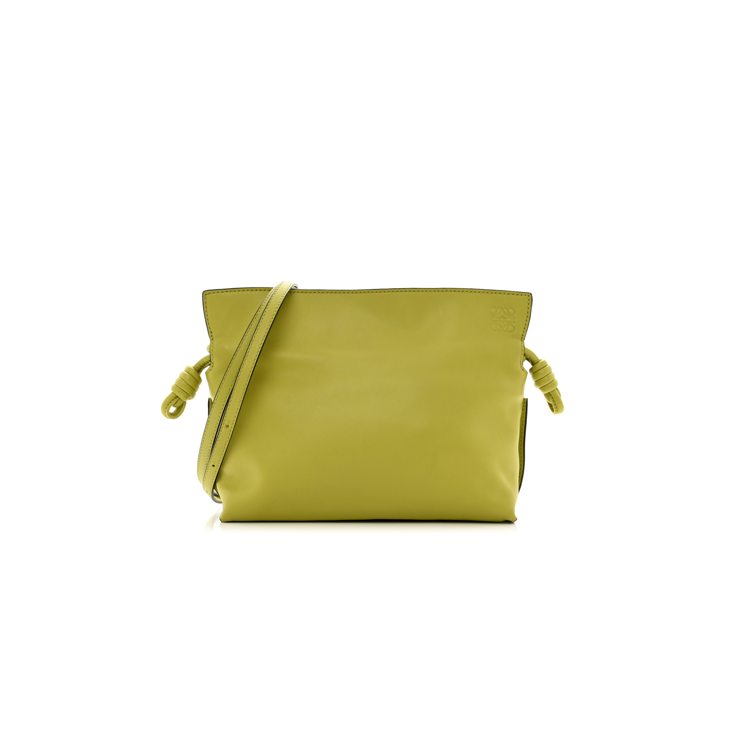 LOEWE CALFSKIN MINI FLAMENCO KNOT CLUTCH LIME YELLOW (23*18*7cm) LOEWE CALFSKIN MINI FLAMENCO KNOT CLUTCH LIME YELLOW (23*18*7cm)