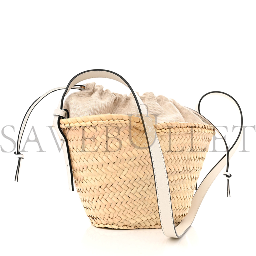LOEWE LEAF PALM CALFSKIN DRAWSTRING BUCKET BAG NATURAL WHITE (28*19*10cm) LOEWE LEAF PALM CALFSKIN DRAWSTRING BUCKET BAG NATURAL WHITE (28*19*10cm)