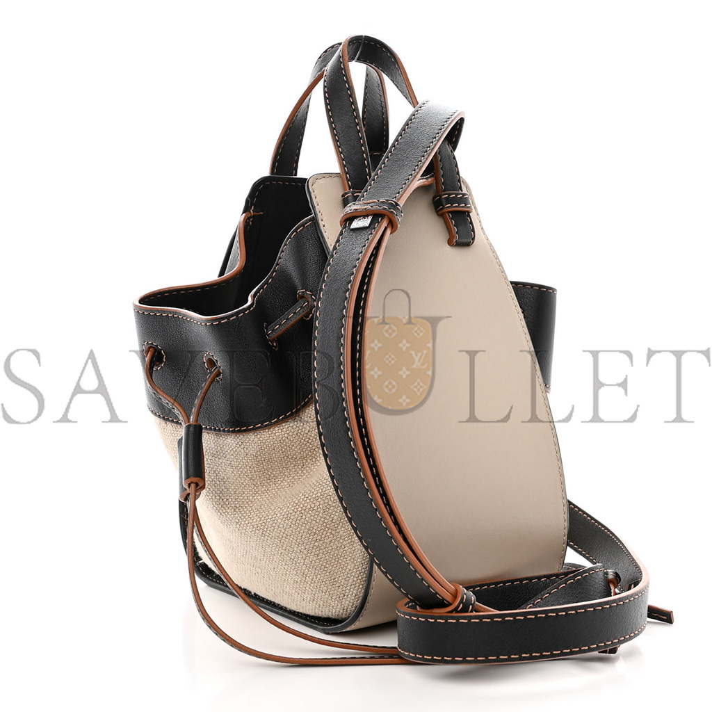 LOEWE CALFSKIN CANVAS MINI HAMMOCK SHOULDER BAG MINK BLACK (20*16*10cm) LOEWE CALFSKIN CANVAS MINI HAMMOCK SHOULDER BAG MINK BLACK (20*16*10cm)