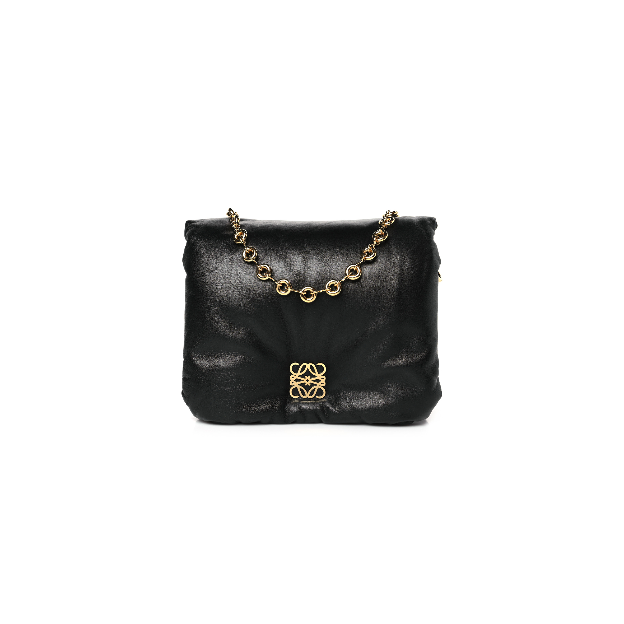 LOEWE LAMBSKIN SMALL GOYA PUFFER BAG BLACK (23*17*10cm) LOEWE LAMBSKIN SMALL GOYA PUFFER BAG BLACK (23*17*10cm)