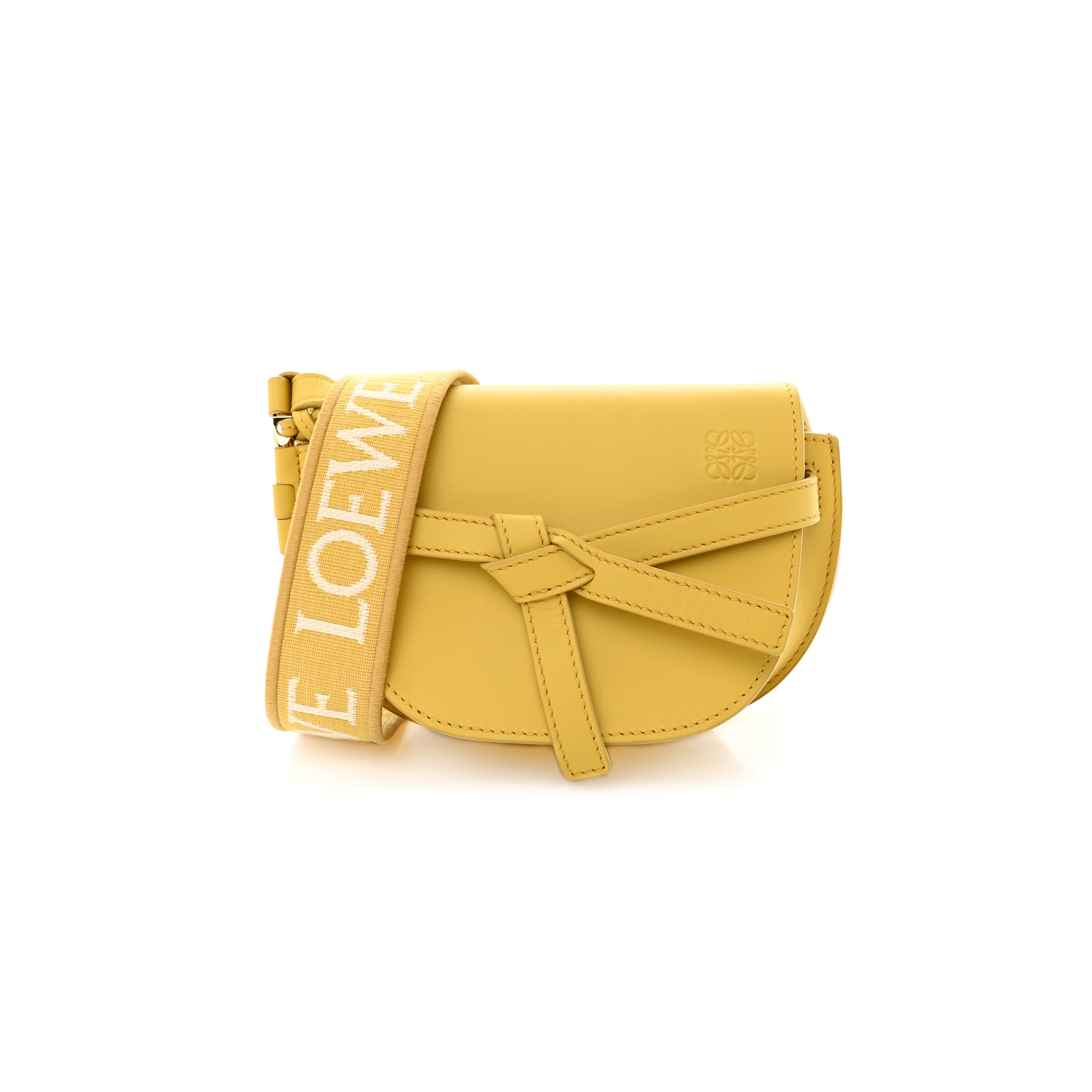 LOEWE CALFSKIN JACQUARD MINI GATE DUAL BAG DARK YELLOW (19*14*9cm) LOEWE CALFSKIN JACQUARD MINI GATE DUAL BAG DARK YELLOW (19*14*9cm)