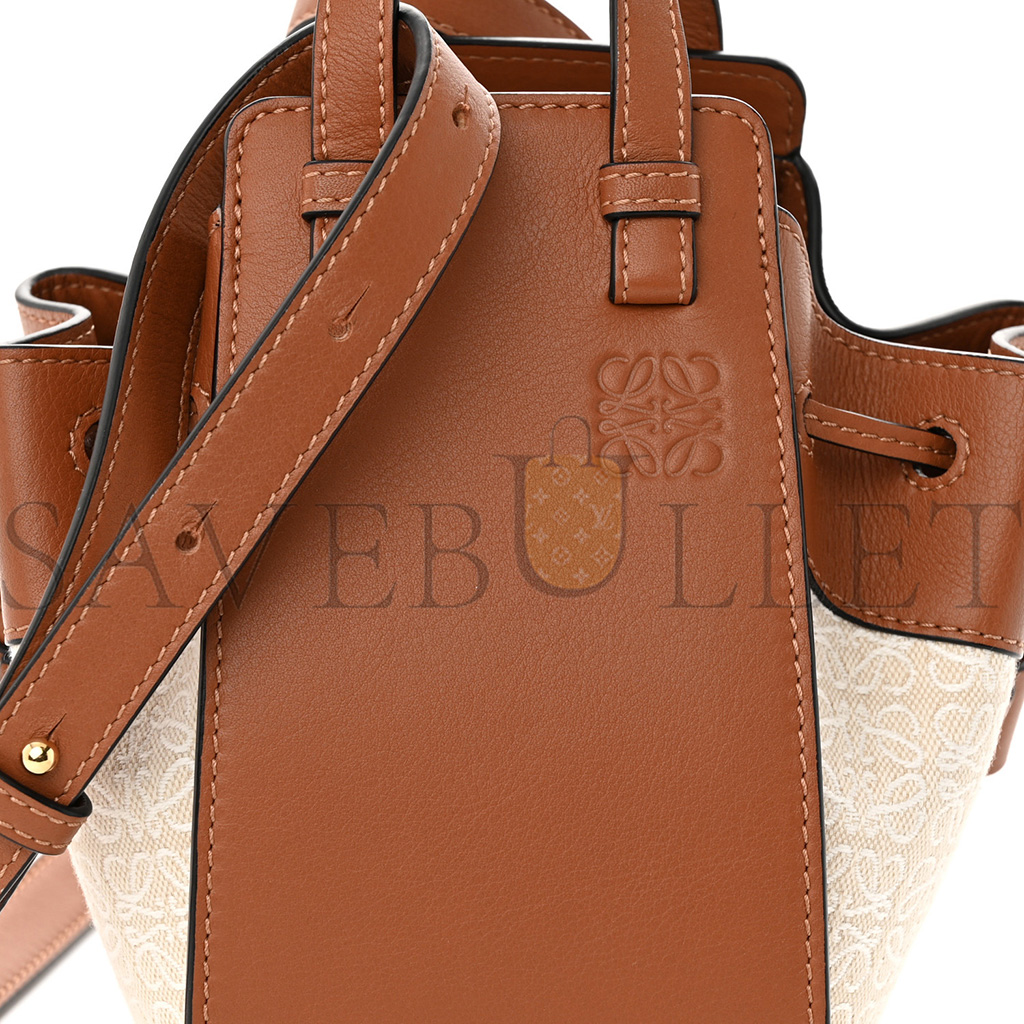 LOEWE CALFSKIN CANVAS MINI HAMMOCK SHOULDER BAG NATURAL TAN (19*17*10cm) LOEWE CALFSKIN CANVAS MINI HAMMOCK SHOULDER BAG NATURAL TAN (19*17*10cm)