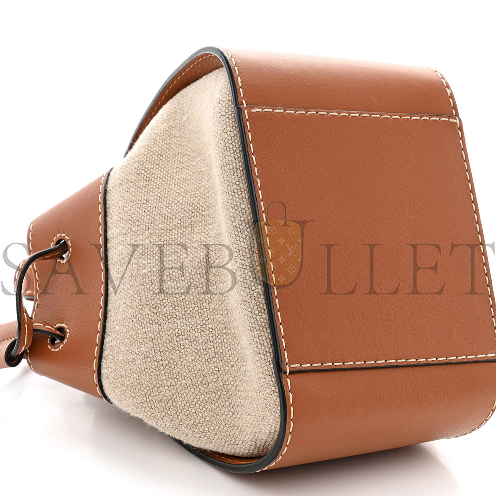 LOEWE CALFSKIN CANVAS MINI HAMMOCK SHOULDER BAG NATURAL TAN (19*17*10cm) LOEWE CALFSKIN CANVAS MINI HAMMOCK SHOULDER BAG NATURAL TAN (19*17*10cm)