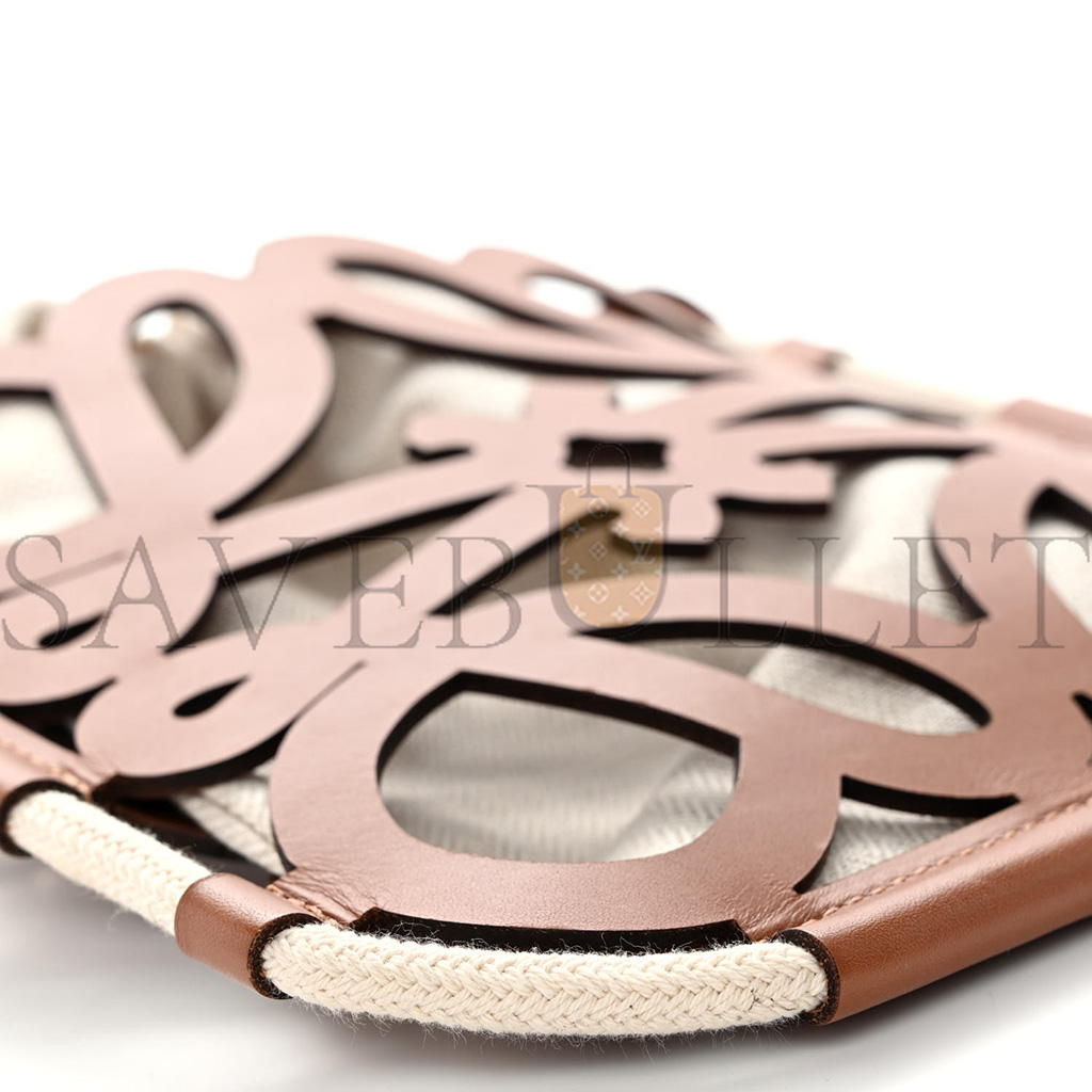 LOEWE SMOOTH CALFSKIN SMALL ANAGRAM CUTOUT TOTE TAN BEIGE (25*23*1cm) LOEWE SMOOTH CALFSKIN SMALL ANAGRAM CUTOUT TOTE TAN BEIGE (25*23*1cm)