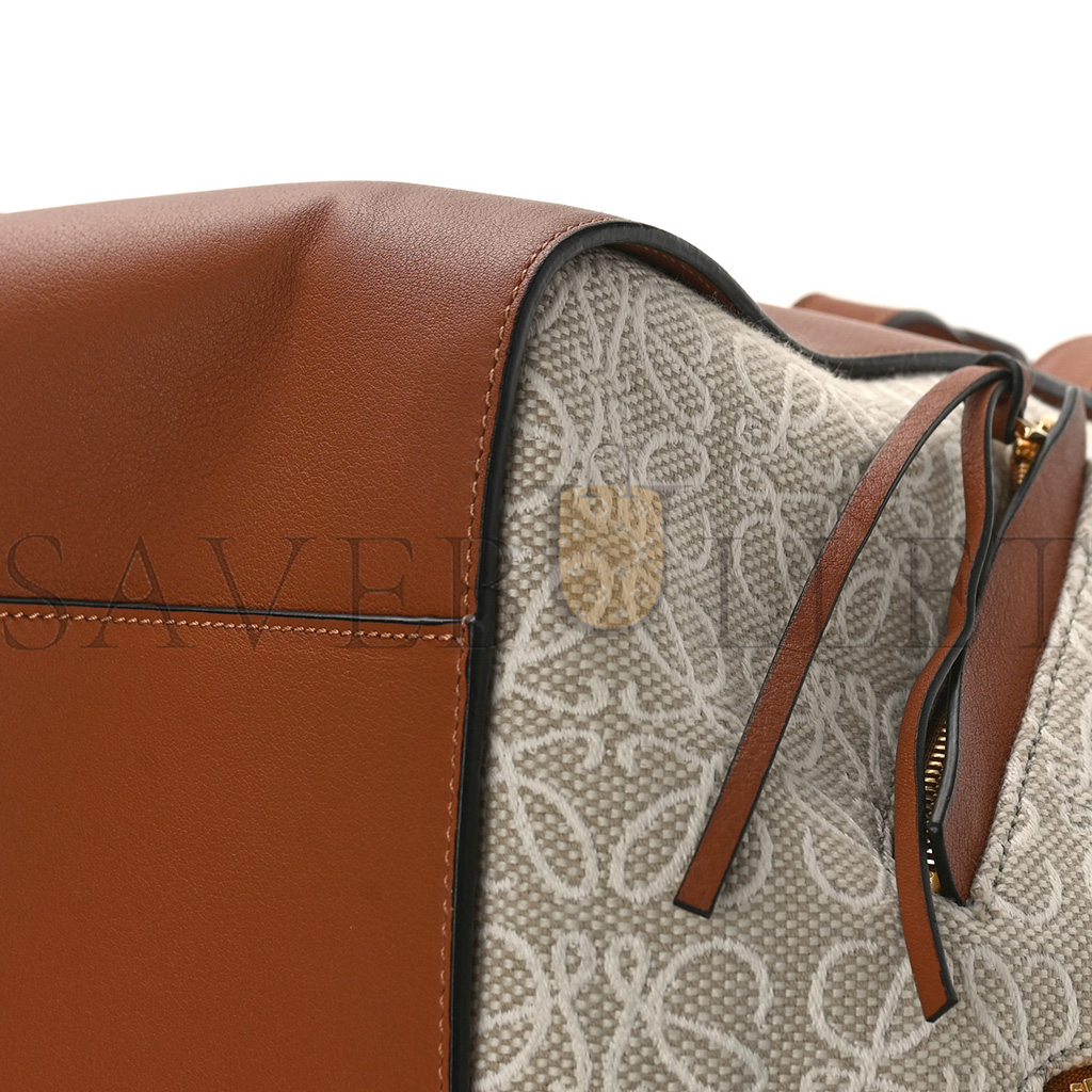 LOEWE CALFSKIN CANVAS ANAGRAM SMALL HAMMOCK SHOULDER BAG ECRU TAN (30*25*13.5cm) LOEWE CALFSKIN CANVAS ANAGRAM SMALL HAMMOCK SHOULDER BAG ECRU TAN (30*25*13.5cm)