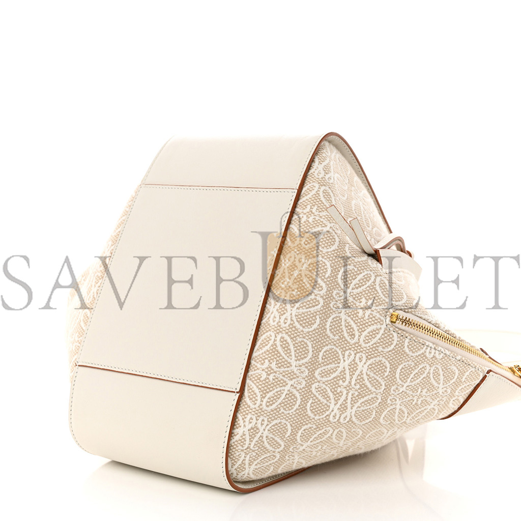 LOEWE CALFSKIN CANVAS ANAGRAM SMALL HAMMOCK SHOULDER BAG ECRU WHITE (30*25*13.5cm) LOEWE CALFSKIN CANVAS ANAGRAM SMALL HAMMOCK SHOULDER BAG ECRU WHITE (30*25*13.5cm)