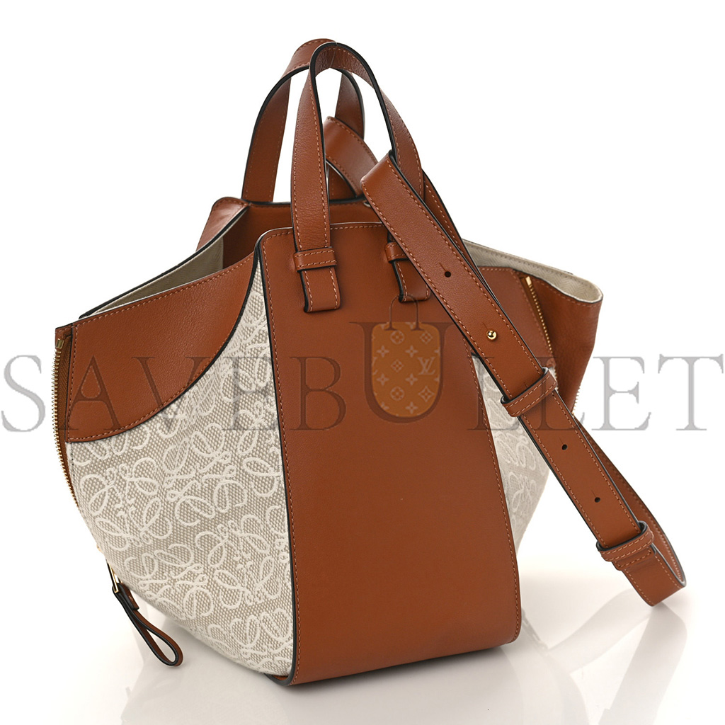 LOEWE CALFSKIN CANVAS ANAGRAM SMALL HAMMOCK SHOULDER BAG ECRU TAN (30*25*13.5cm) LOEWE CALFSKIN CANVAS ANAGRAM SMALL HAMMOCK SHOULDER BAG ECRU TAN (30*25*13.5cm)